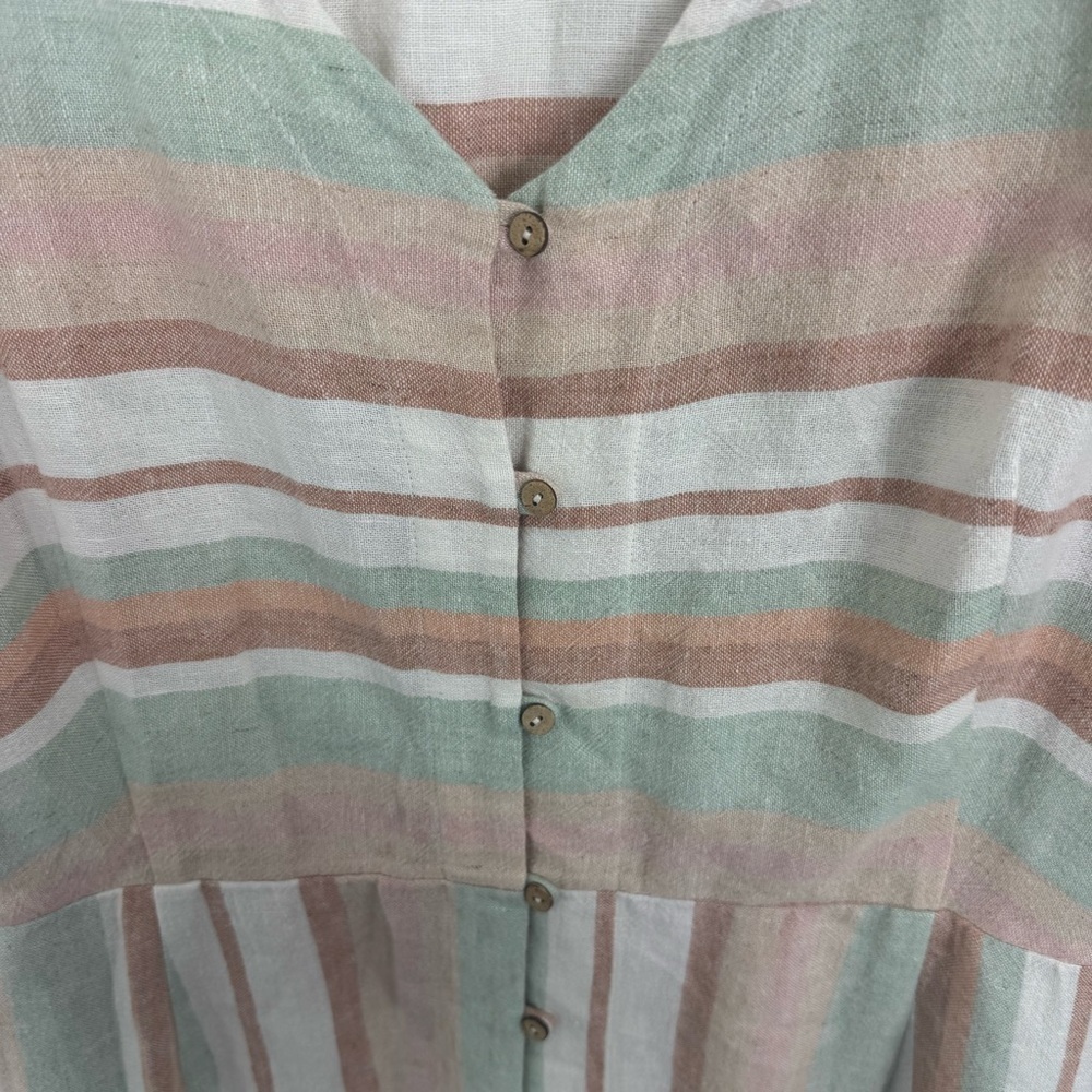 Soft Surroundings Chic Striped Linen Maxi Dress Button Front Relaxed Fit Large - Picture 7 of 12